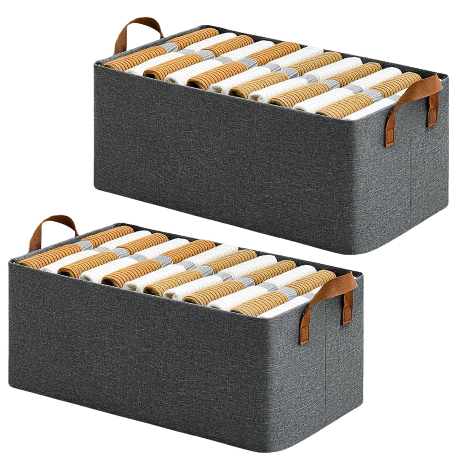 Dribble 2PCS Collapsible Fabric Storage Cubes with Handles | Foldable Storage Baskets for Toys, Books, Closet, Shelves | Large Storage Organizers with Strong Steel Frame – Grey (2PCS)