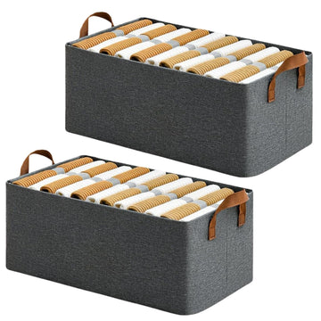 Dribble 2PCS Collapsible Fabric Storage Cubes with Handles | Foldable Storage Baskets for Toys, Books, Closet, Shelves | Large Storage Organizers with Strong Steel Frame – Grey (2PCS)
