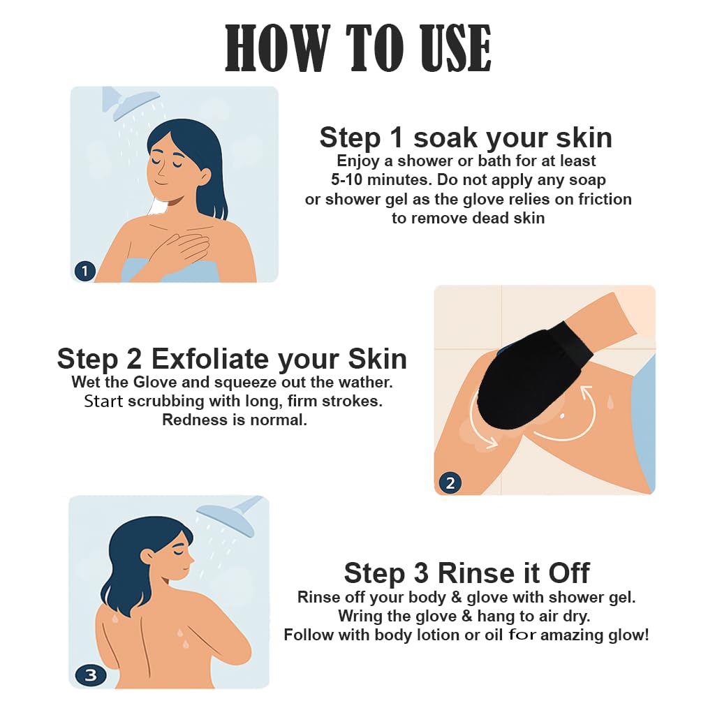 Dribble Premium Body Exfoliating Glove & Scrubber for Shower | Deep Exfoliation to Remove Dead Skin & Keratosis Pilaris | 100% Natural Viscose Fiber for Smooth Skin | Reusable Mitt for Self-Tan Prep