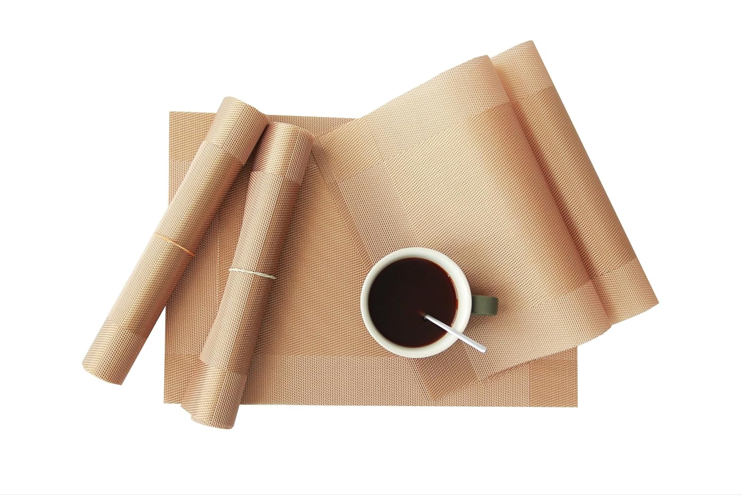 Dribble PVC Placemats Set of 6 | Heat-Resistant, Washable, Waterproof Table Mats | Anti-Slip Dining Table Placemats for Kitchen & Home Decor – 45x30cm, Design -Sunstone