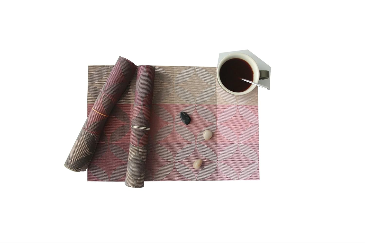 Dribble PVC Placemats Set of 6 | Heat-Resistant, Washable, Waterproof Table Mats | Anti-Slip Dining Table Placemats for Kitchen & Home Decor – 45x30cm, Design -Mosaic