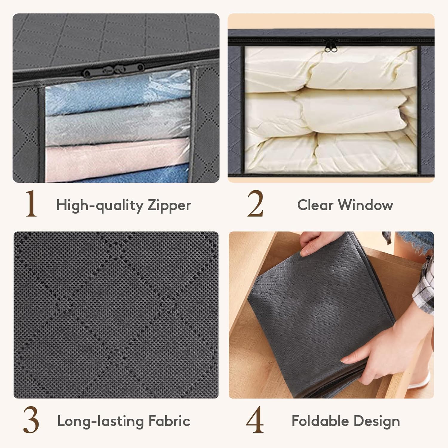 Dribble 2 PCS Collapsible Fabric Storage Box with Handles | Foldable Storage Bag for Bedroom, Closet, Clothing, Comforter, Sweater, Organization and Storage | Large Storage Organizers – Grey (35 Ltr)