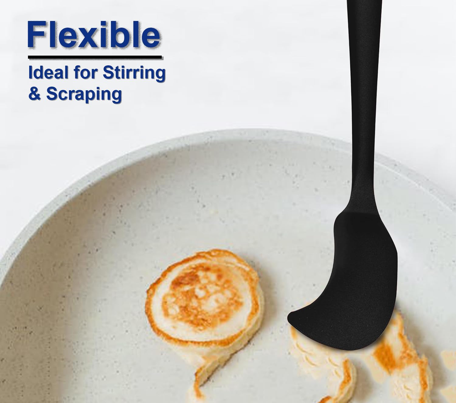 Dribble Premium Big & Sturdy Silicone Spatula Set of 3, Heat Resistant Spatulas for Non Stick Cooking,Baking & Mixing-BPA-Free & Food Grade, Black