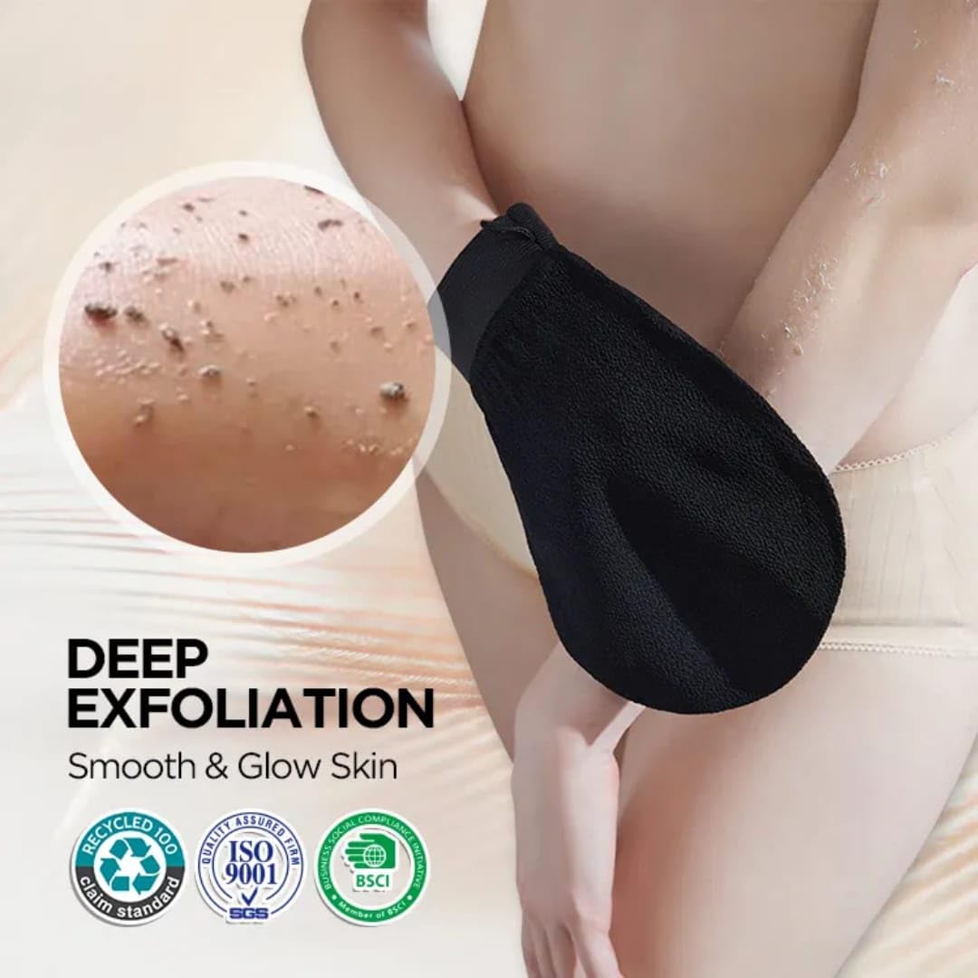 Dribble Premium Body Exfoliating Glove & Scrubber for Shower | Deep Exfoliation to Remove Dead Skin & Keratosis Pilaris | 100% Natural Viscose Fiber for Smooth Skin | Reusable Mitt for Self-Tan Prep
