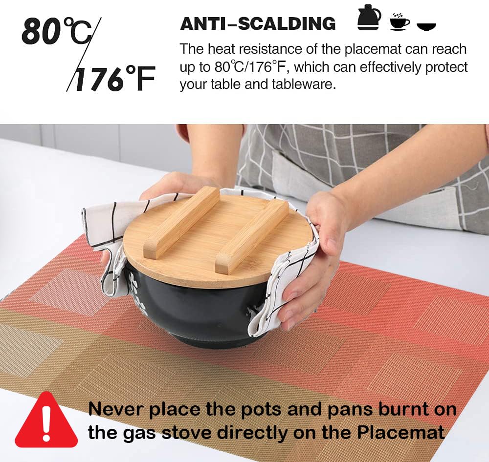 Dribble PVC Placemats Set of 6 | Heat-Resistant, Washable, Waterproof Table Mats | Anti-Slip Dining Table Placemats for Kitchen & Home Decor – 45x30cm, Design -Pixel