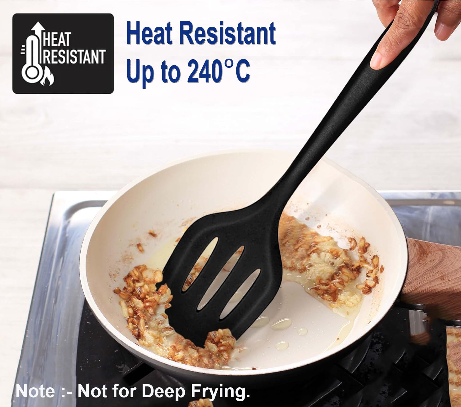 Dribble Premium Big & Sturdy Silicone Spatula Set of 3, Heat Resistant Spatulas for Non Stick Cooking,Baking & Mixing-BPA-Free & Food Grade, Black