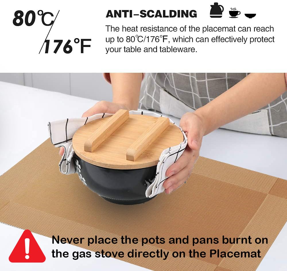 Dribble PVC Placemats Set of 6 | Heat-Resistant, Washable, Waterproof Table Mats | Anti-Slip Dining Table Placemats for Kitchen & Home Decor – 45x30cm, Design -Sunstone