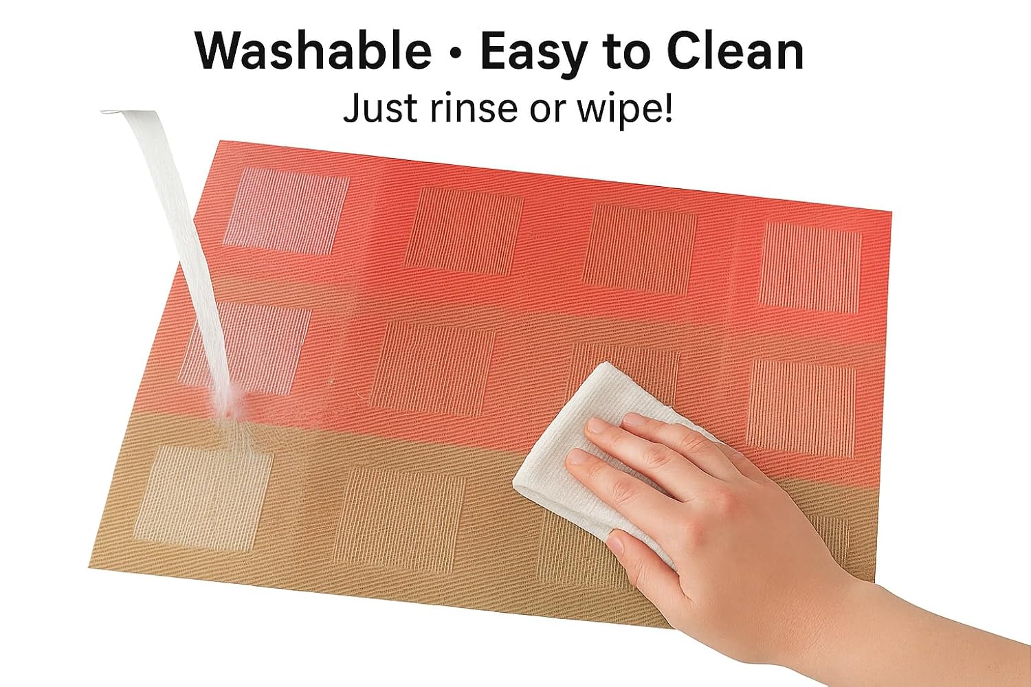 Dribble PVC Placemats Set of 6 | Heat-Resistant, Washable, Waterproof Table Mats | Anti-Slip Dining Table Placemats for Kitchen & Home Decor – 45x30cm, Design -Pixel