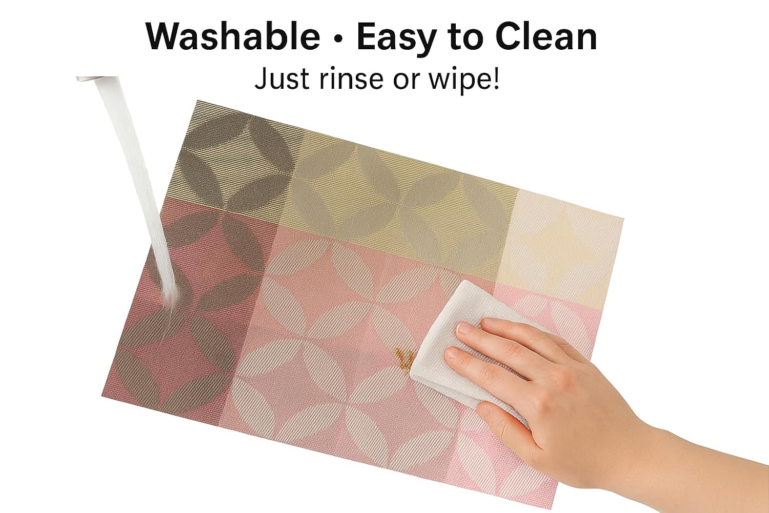 Dribble PVC Placemats Set of 6 | Heat-Resistant, Washable, Waterproof Table Mats | Anti-Slip Dining Table Placemats for Kitchen & Home Decor – 45x30cm, Design -Mosaic